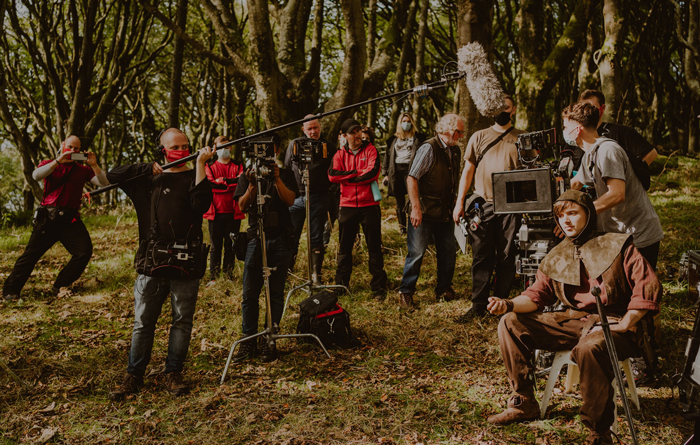 Film production crew working on location at Dunskey Estate